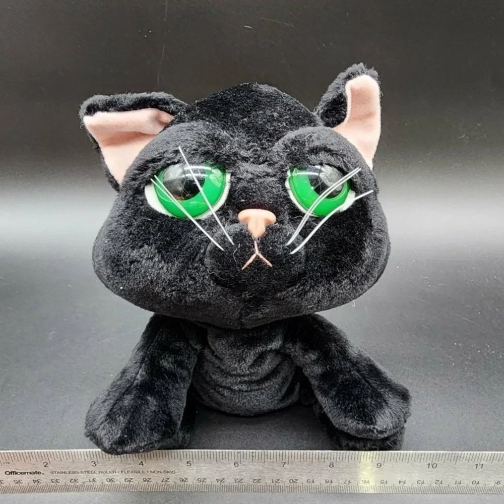 Russ Black Big Eye Cat Kids 9in Vintage Kitsch Retro Spooky Halloween‎ Plush Toy